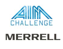 Logotyper för Aim Challenge och Merrell 
