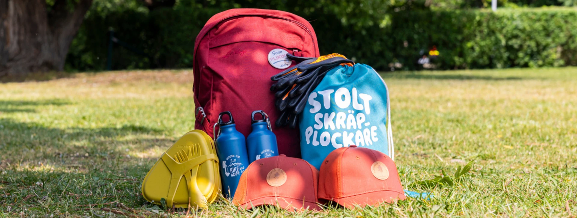 Skräpplockar-kit i grönskan