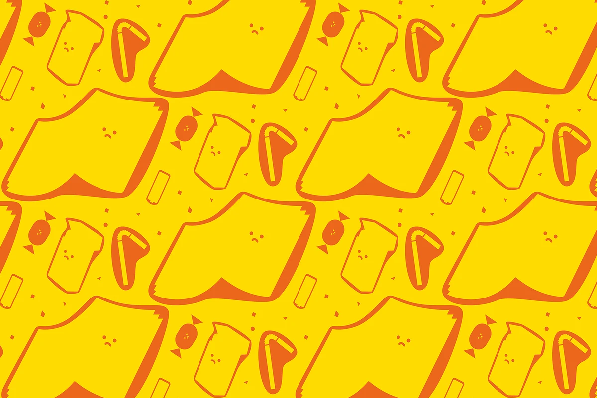 Mönser som visar tidning, sugrör, cigarettpaket och konfetti i plast.