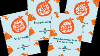 Fyra varianter av skyltar för Skräpplockardagarna
