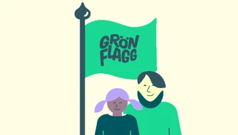 Illustration flagga vuxen och litet barn