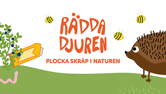 Illustration med djur och insekter i skräpig miljö
