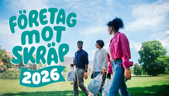 Personer plockar skräp och Företag mot skräp logotyp