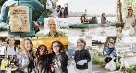 Collage med porträtt på skräpplockare på Håll Sverige Rent-dagen 2019