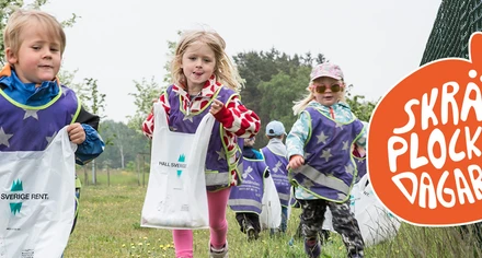 Barn plockar skräp under skräpplockardagarna