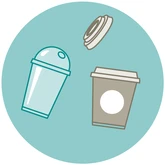 Illustration av take away muggar i plast