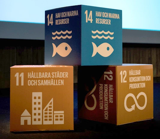 Globala målen för hållbar utveckling nr 11,12 och 14