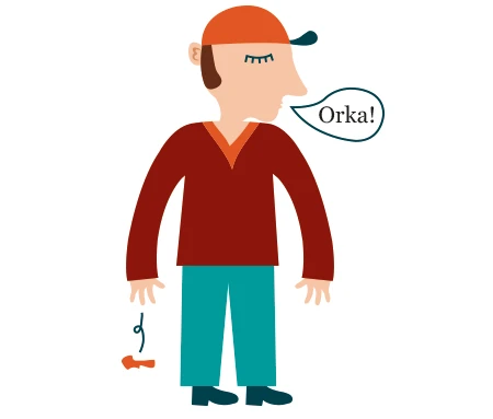 Någon slänger skräp på grund av slöhet. Illustration: Johnny Dyrander