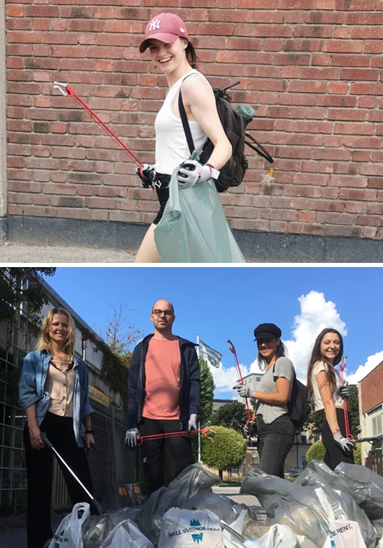 Jordklok plockar skräp