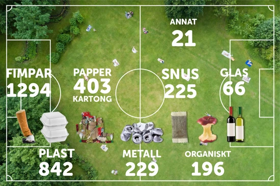 Illustration av skräpplockning i parkområde