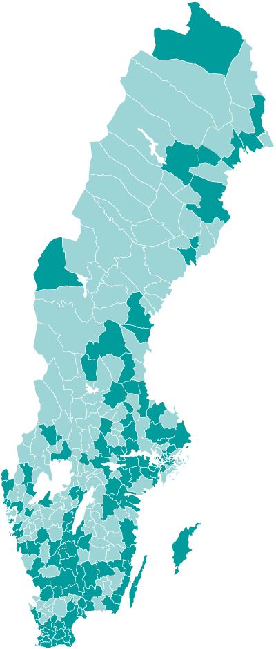 Karta över Håll Sverige Rent-kommuner