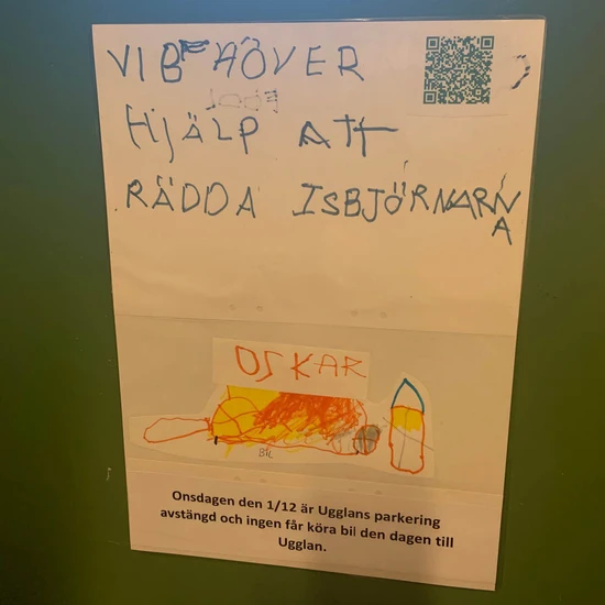 Förskolan Ugglan Rädda isbjörnar-affischer