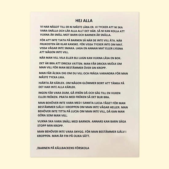 Brev från Källbackens förskola