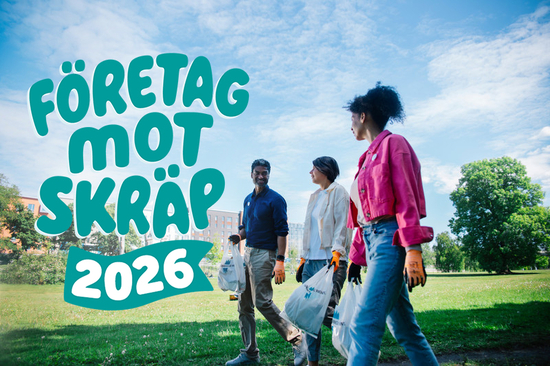 Personer plockar skräp och Företag mot skräp logotyp